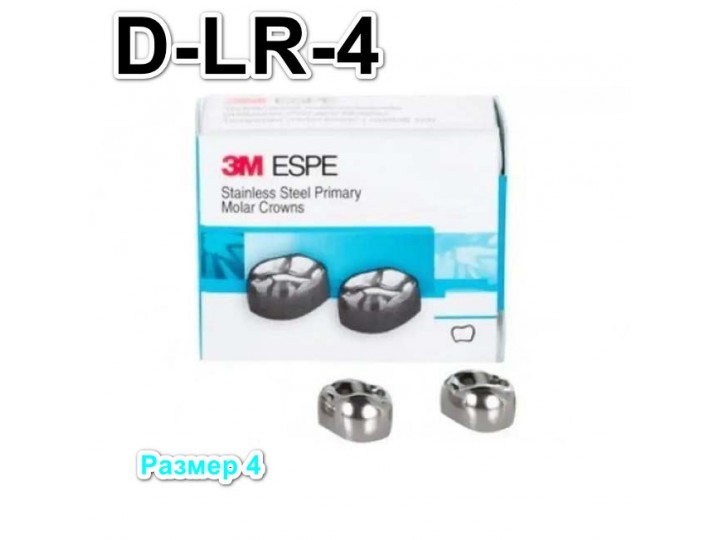 Коронки Stainless Steel Crowns первый нижний правый моляр, р-р4 D-LR-4, 2 шт.