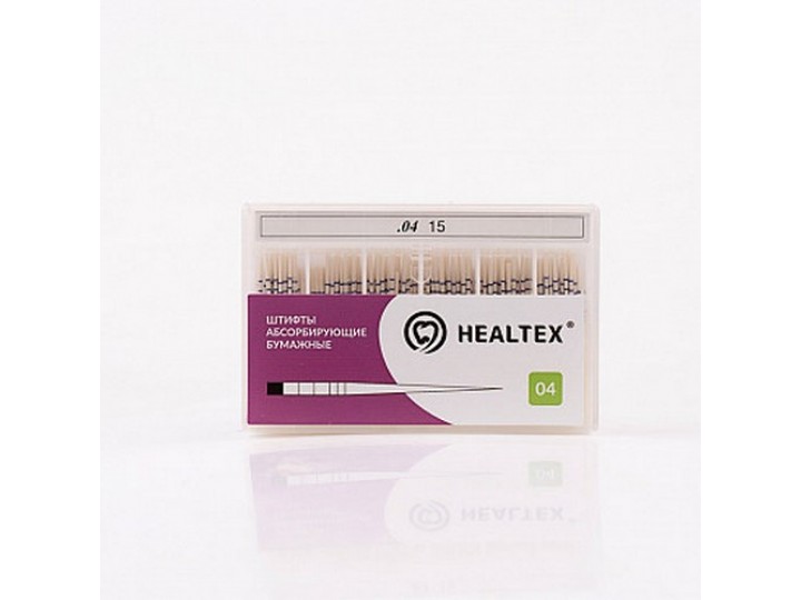 Штифты абсорбирующие бумажные Healtex с маркировкой длины, конусность 04 Штифты абсорбирующие бумажные Healtex с маркировкой длины, конусность 04