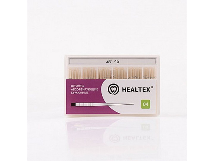 Штифты абсорбирующие бумажные Healtex с маркировкой длины, конусность 04 Штифты абсорбирующие бумажные Healtex с маркировкой длины, конусность 04