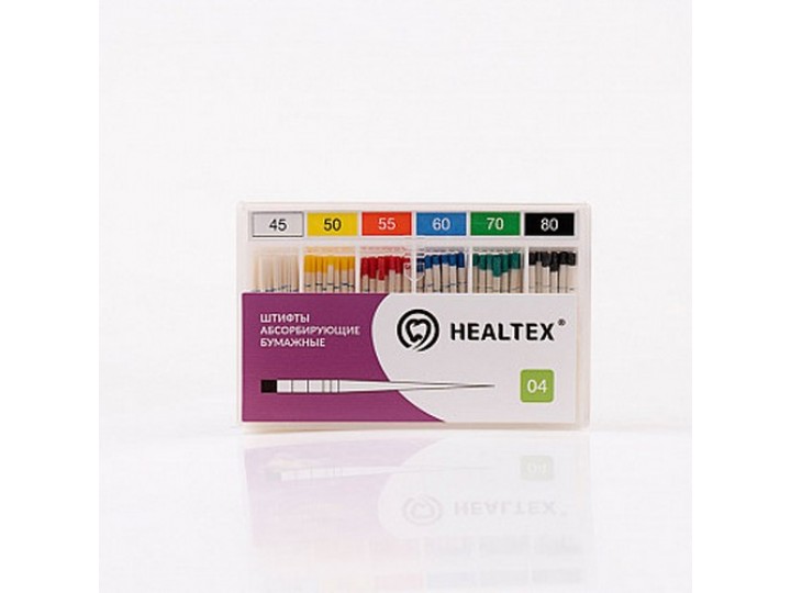 Штифты абсорбирующие бумажные Healtex с маркировкой длины, конусность 04
