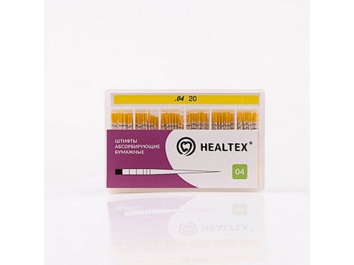 Штифты абсорбирующие бумажные Healtex с маркировкой длины, конусность 04 Штифты абсорбирующие бумажные Healtex с маркировкой длины, конусность 04