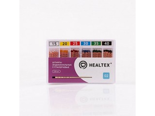 Штифты эндоканальные гуттаперчевые Healtex с маркировкой длины, конусность 02