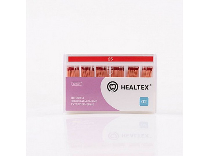 Штифты эндоканальные гуттаперчевые Healtex, конусность 02