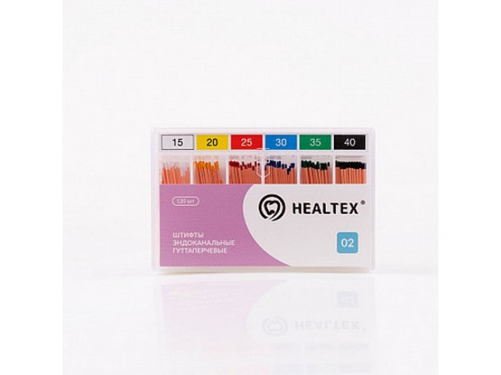 Штифты эндоканальные гуттаперчевые Healtex, конусность 02