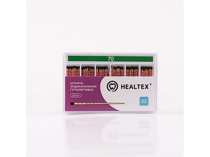 Штифты эндоканальные гуттаперчевые Healtex с маркировкой длины, конусность 02