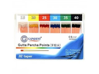 Гуттаперчевые штифты Gapadent конусность 02