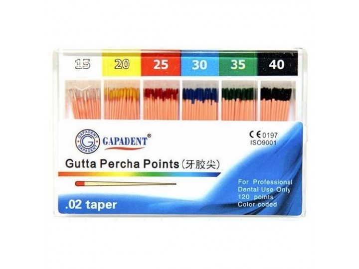 Гуттаперчевые штифты Gapadent конусность 02