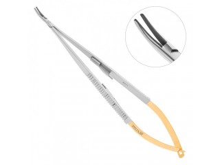 Иглодержатель микрохирургический изогнутый Castroviejo TC, 185 мм, NOPA AE 579/18