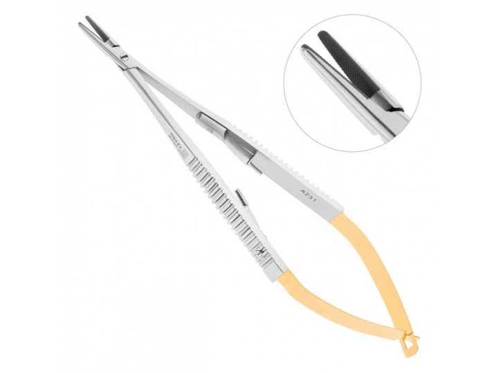 Иглодержатель микрохирургический прямой Castroviejo TC, 145 мм, NOPA AE 572/14