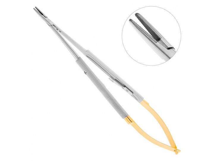 Иглодержатель хирургический прямой Castroviejo-Gomel TC 20-20