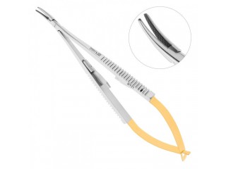 Иглодержатель микрохирургический изогнутый Castroviejo TC,145 мм, NOPA AE 573/14