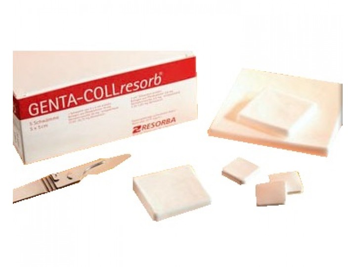 Губка коллагеновая гемостатическая с гентамицином GENTA-COLL resorb, 5 х 5 см