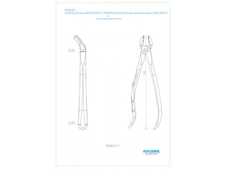 Щипцы N21 для удаления зубов для нижних корней с зубчиками с анатомической ручкой 0130-21