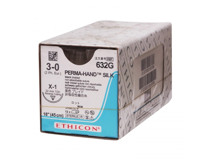 Шелк Silk  4/0. 75 см. черный Кол. 20 мм. 1/2, W586H