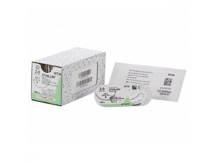 Этилон - Ethilon 3/0. 45 см. синий Обр.-реж. 26 мм. 3/8, W320