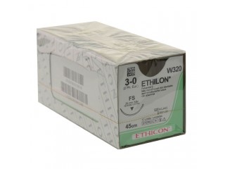 Этилон - Ethilon 3/0. 45 см. синий Обр.-реж. 26 мм. 3/8, W320