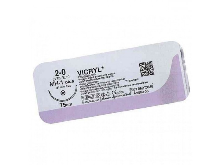 Викрил - Vicryl W9121 2|0 (75см), 1|2, 26мм, кол.) 12шт.