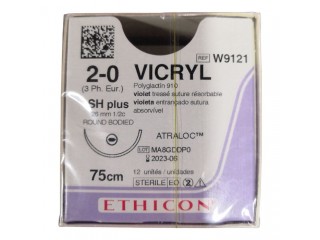 Викрил - Vicryl W9121 2|0 (75см), 1|2, 26мм, кол.) 12шт.