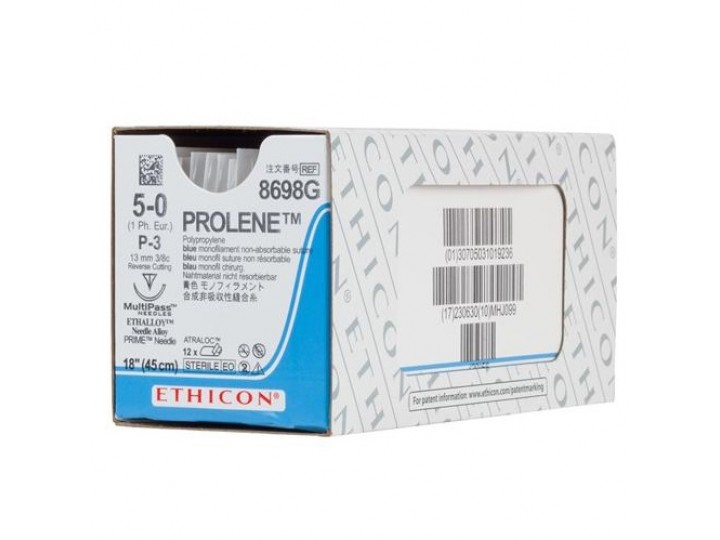 Пролен - Prolene W8558 3|0 (90 см, синий, Кол. 17 мм х 2, 1/2, 12шт.)