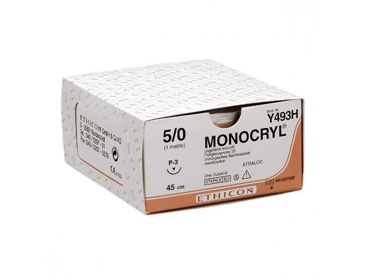 Монокрил - Monocryl 3/0, 70 см, фиолетовый Кол. 17 мм, 1/2, W3437