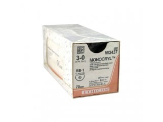 Монокрил - Monocryl 3/0, 70 см, фиолетовый Кол. 17 мм, 1/2, W3437