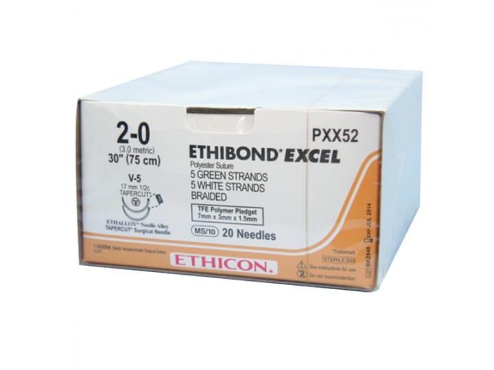 ЭТИБОНД ЭКСЕЛ - ETHIBOND EXCEL 2/0. 90 см. зеленый Кол.-реж. 17 мм х 2. 1/2, W6937