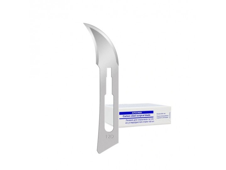 Лезвия для скальпеля из нержавеющей стали №12D (100 шт) Apexmed