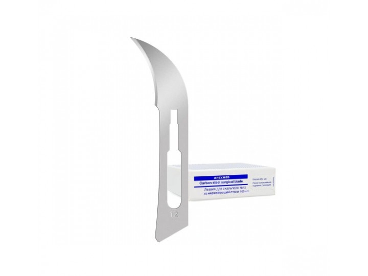 Лезвия для скальпеля из нержавеющей стали №12 (100 шт) Apexmed