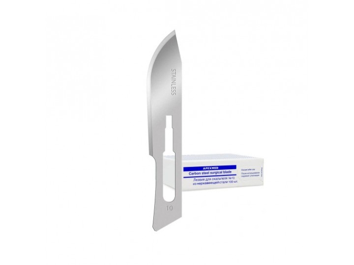 Лезвия для скальпеля из нержавеющей стали №10 (100 шт) Apexmed