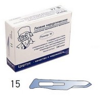 Лезвия для скальпеля из углеродистой стали №15 (100 шт) CERTUS