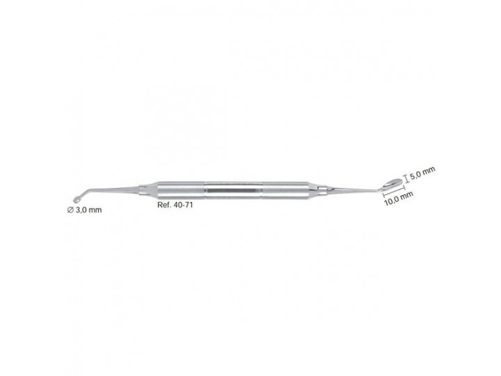 Ложка кюретажная изогнутая 10х5 мм комбинированная со штопфером 3 мм 40-71