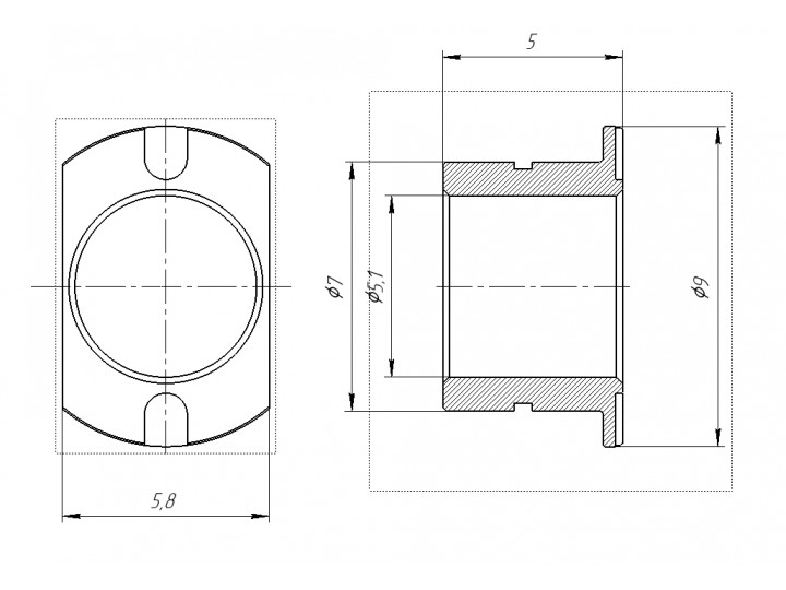 Втулка для хирургического шаблона, совместима с BioTech Dental (D7.3, d5.1) 03077