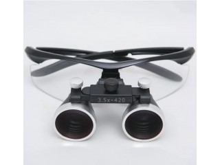 Лупа очки бинокулярные для стоматолога/ювелира 3.5x420 бинокуляры черная оправа