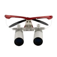 Бинокулярные лупы Ymarda Flip-up DH5.0X красная оправа
