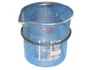 Мерный стеклянный стаканчик с ограничительным кольцом 50 мл.