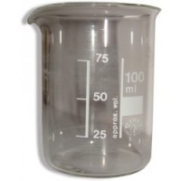 Мерный стеклянный стаканчик с ограничительным кольцом 100 мл.
