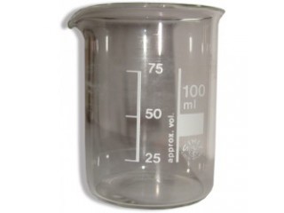 Мерный стеклянный стаканчик с ограничительным кольцом 100 мл.