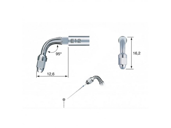 E12 - эндодонтическая насадка к скейлерам Varios для файлов 95°, для моляров