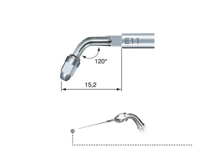 E11 - эндодонтическая насадка к скейлерам Varios для файлов 120°, для передних зубо
