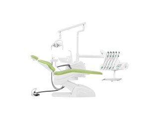 Установка стоматологическая QL2028 (Pragmatic) с микромотором с верхней подачей с мягкой обивкой цвет М07 зеленый
