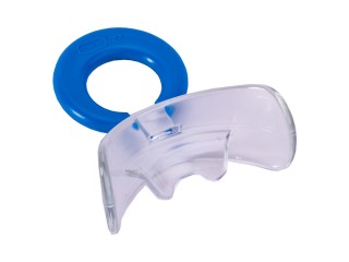 Вестибулярная пластина MUPPY с козырьком, жесткая, прозрачная LARGE (с синим кольцом, от 5 до 8 лет)