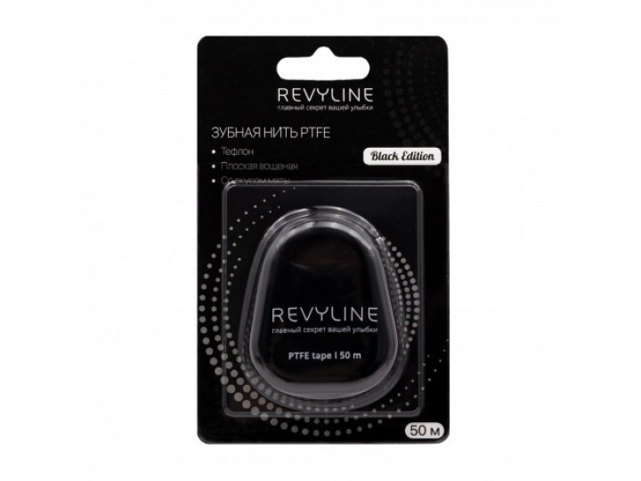 Зубная нить вощеная Revyline PTFE Black Edition мятная