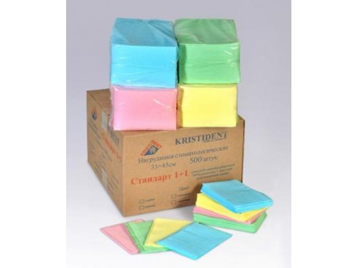 Салфетки нагрудные двухслойные стандарт 500 шт., Кристидент