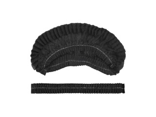 Шапочка одноразовая черная тип Шарлотка (100 шт.)