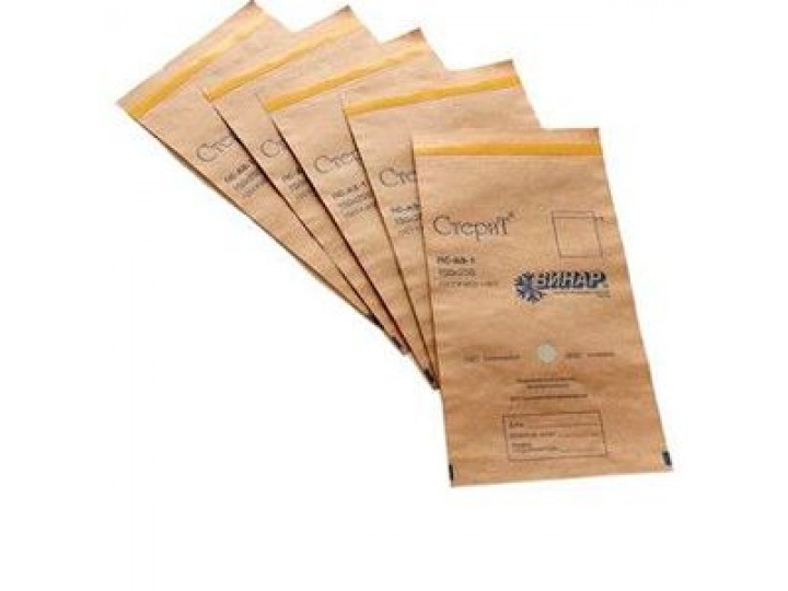 Крафт-пакеты Стерит 15х28 см коричневый