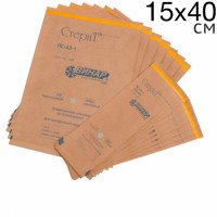 Крафт-пакеты Стерит 15х40 см коричневый