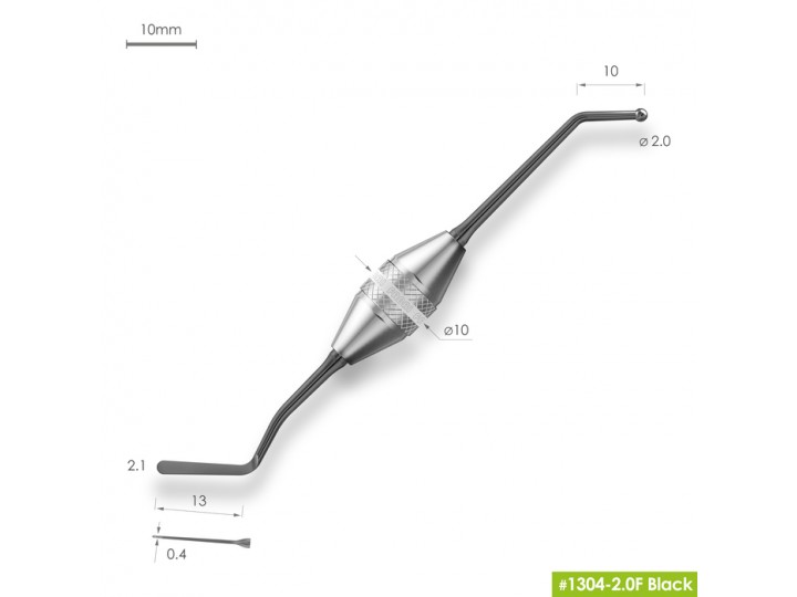 Удлиненная средняя гладилка с штопфером 1304-2,0F Black