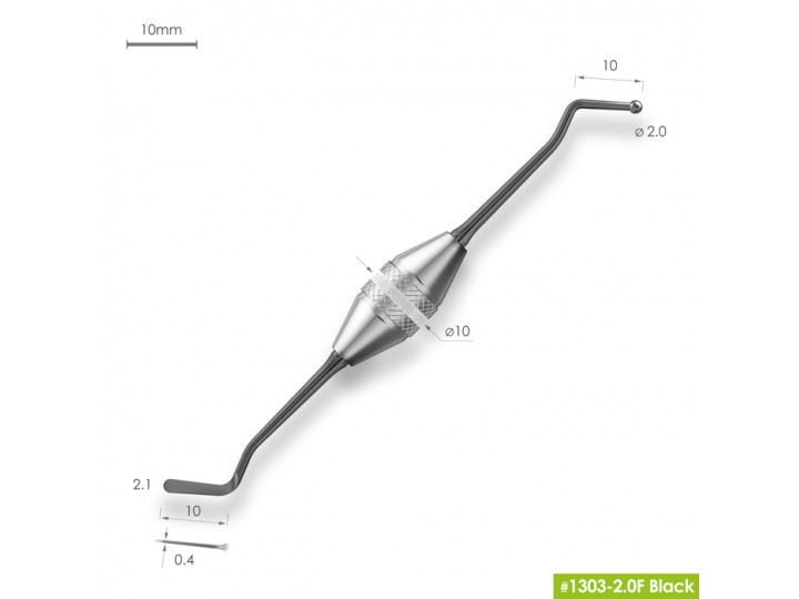 Средняя гладилка с двухугловым штопфером 1303-2,0F Black