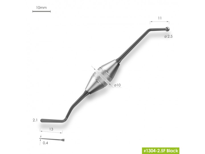 Удлиненная средняя гладилка 1304-2,5F Black