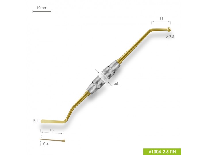 Удлиненная средняя гладилка с штопфером 1304-2,5 TiN